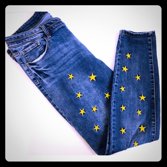 For the Republic Denim - For The Republic Jeans Yellow Embroidered Stars 30